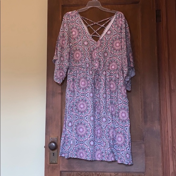 TORRID medallion ivory challis strappy dress 1x,4x - Picture 4 of 4